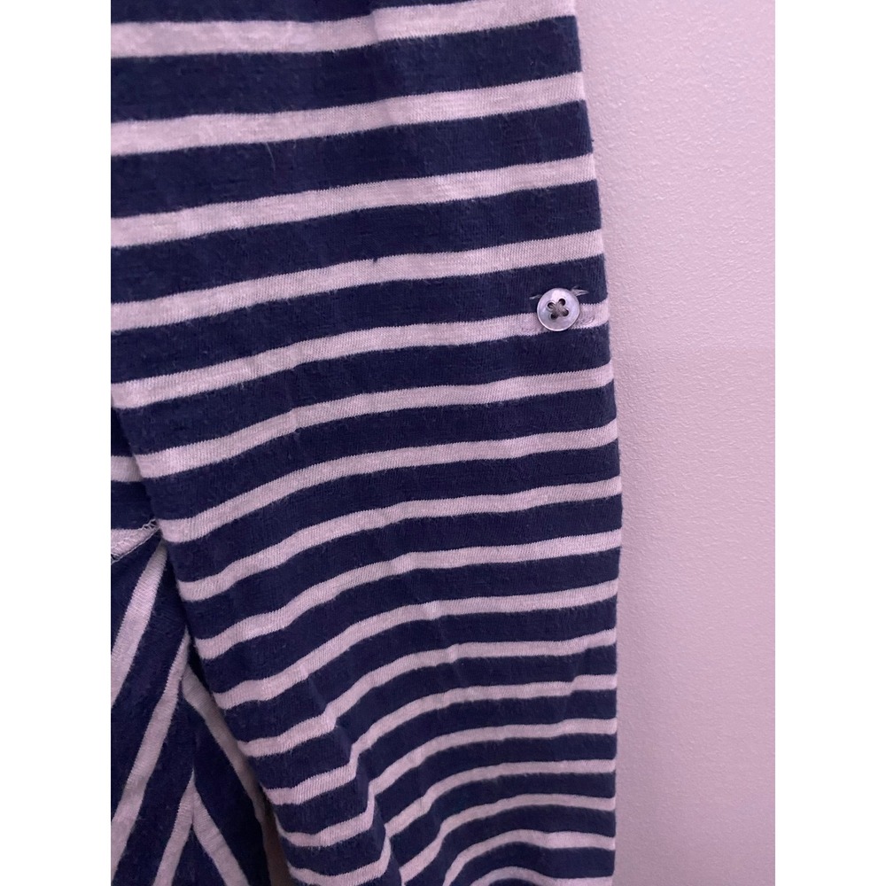 Garnet Hill Navy and White Stripe Cardigan. Women's size M - Picture 8 of 12